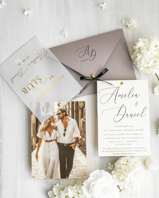 Zaproszenia ślubne Ze zdjęciem  modne zaproszenia na ślub ze zdjęciem dla gości na pamiątkę, zaproszenia ślubne ze zdjęciem, ślubne zaproszenia z ozdobnym okrągłym nitem
