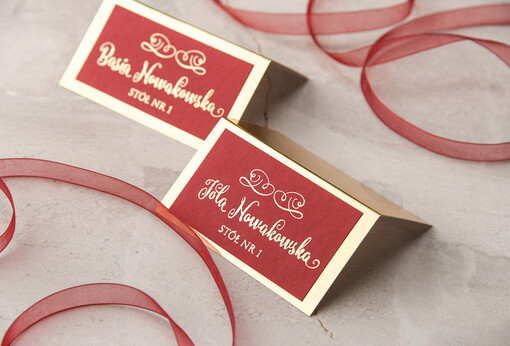  glamour eleganckie winietki na stół weselny wizytówki ślubne, złote lub srebrne napisy