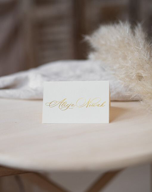  glamour winietki ślubne wizytówki dla gości weselnych, złote glamour