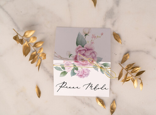  glamour winietki ślubne wizytówki na stół weselny, złote napisy