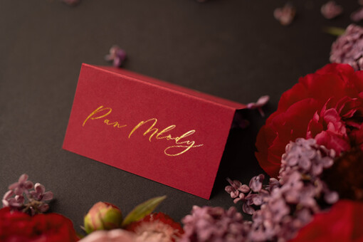  glamour ręcznie robione winietki ślubne wizytówki dla gości weselnych, złote lub srebrne napisy