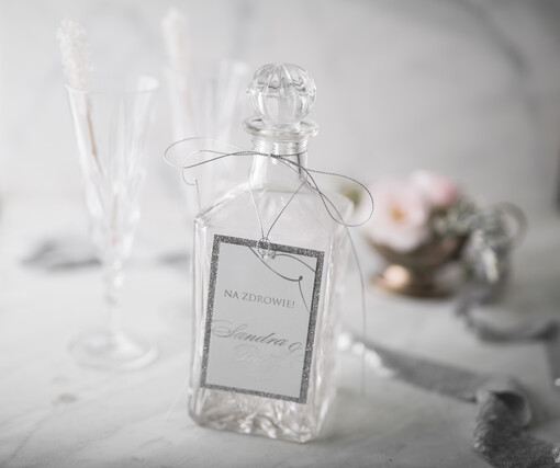  glamour etykieta na wódkę weselną, glamour z dowolnym tekstem