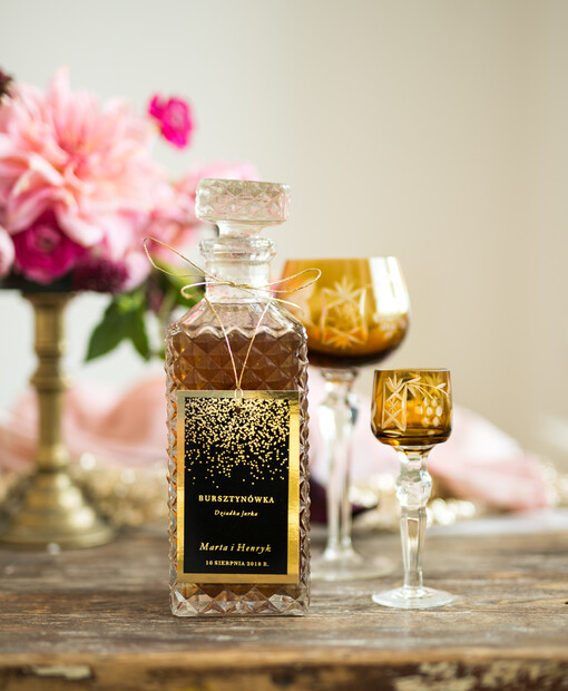  glamour ślubne zawieszki na alkohol, złote ze śmieszną treścią