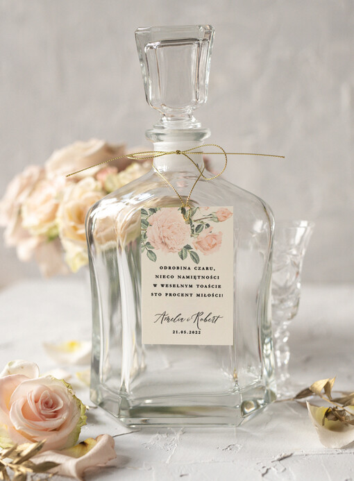  glamour zawieszki na wódkę weselną, złote z dowolnym tekstem