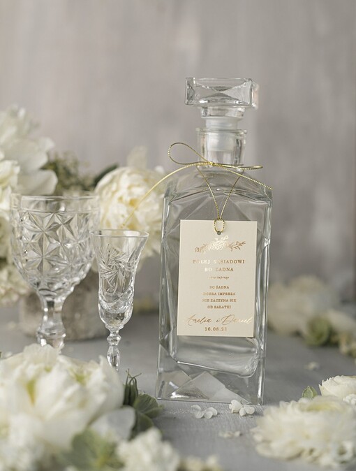  glamour etykieta na wódkę weselną złote napisy zawieszki na butelki z waszą treścią   
