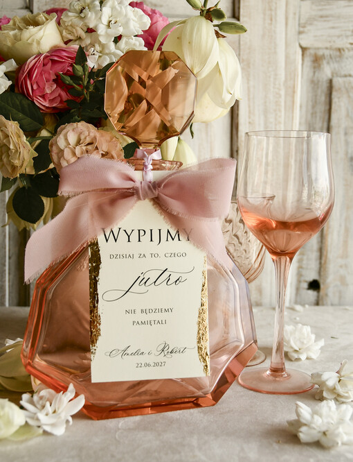 Zawieszki na butelki glamour zawieszki ślubne na butelki, eleganckie etykietki na butelkę, dekoracje stołu weselnego