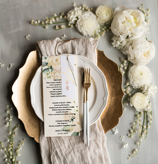  glamour menu weselne na stół karta dań weselnych, glamour złote litery wasza treść