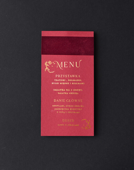  glamour weselne menu karta dań weselnych, glamour złote litery wasza treść