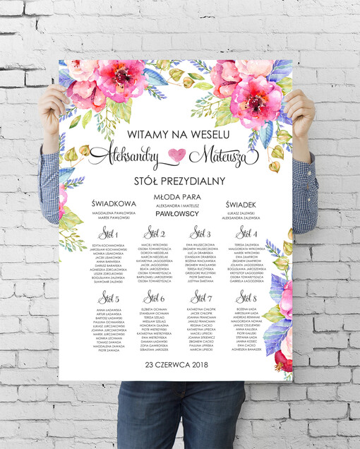  plan stołu plakat  powitanie i usadzenie gości plan stołów weselnych