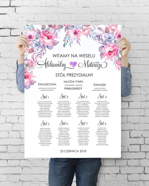  plan stołu plakat  plansza weselna plan stołów weselnych