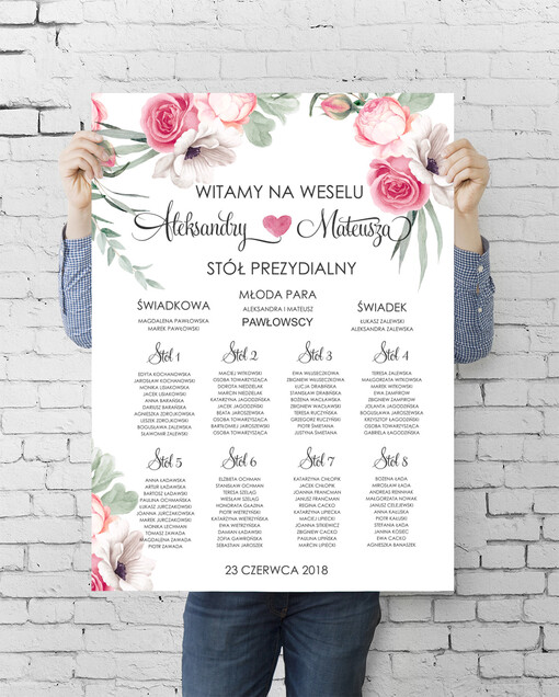  plan stołu plakat  tablica z planem stołów na wesele plan stołów weselnych