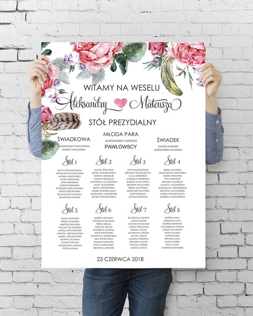  plan stołu plakat  planer ślubny plan usadzenia gości na weselu