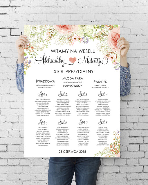  plan stołu plakat  plan stołów na wesele tablica z rozmieszczeniem gości