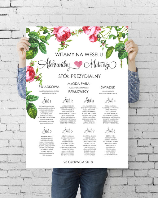  plan stołu plakat  tablica z rozmieszczeniem gości plan stołów weselnych