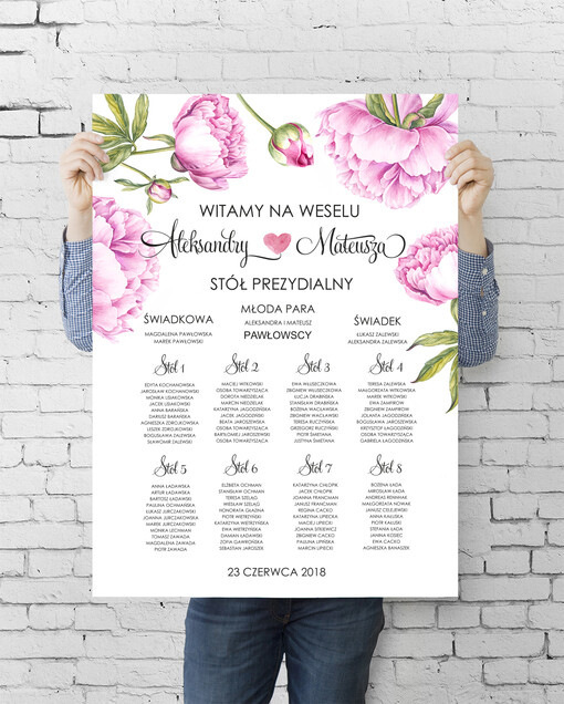  plan stołu plakat  powitanie i usadzenie gości plan stołów weselnych