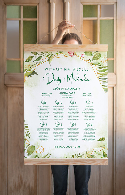  plan stołu plakat  plansza powitanie gości i plan stołów w jednym