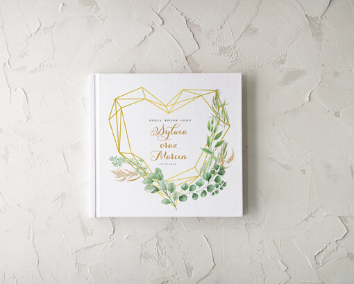  Rustykalne/retro geometryczne serce księga wpisów pamiątkowych weselna księga gości w stylu rustykalnym glamour 