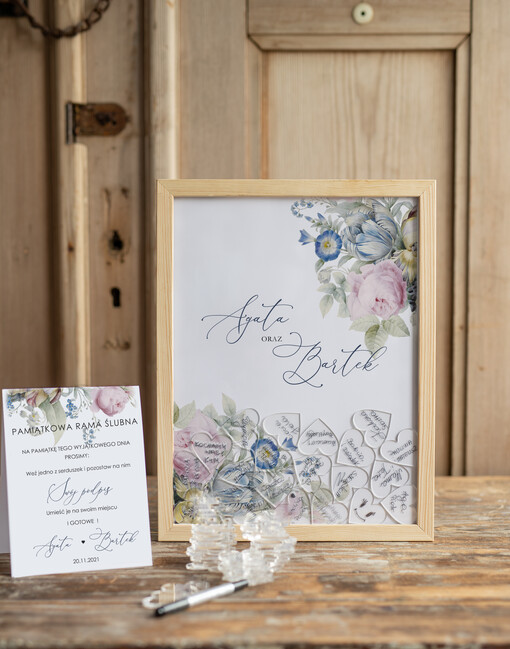  Rama ksiega gosci do wklejania zdjec i wpisy gosci, drewniana rama