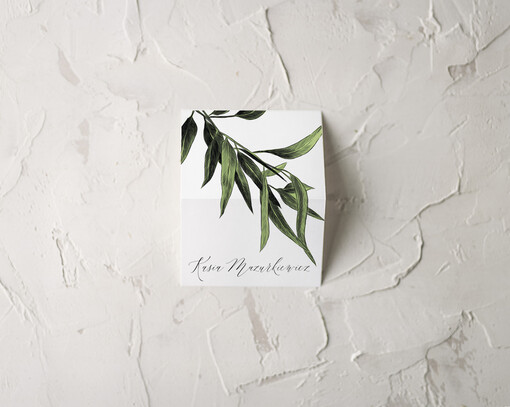  rustykalne ślubne winietki na stół weselny eko rustykalne  greenery  a motywem eukaliptusa 