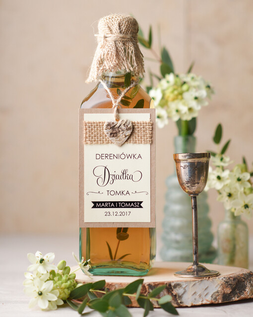  rustykalne zawieszki na wódkę weselną, rustykalne i ekologiczne
