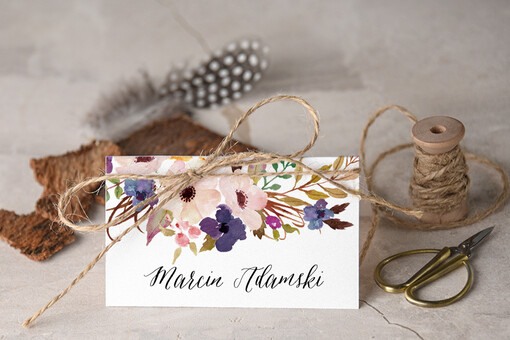  Boho/etno/pióra karteczki ślubne winietki weselne