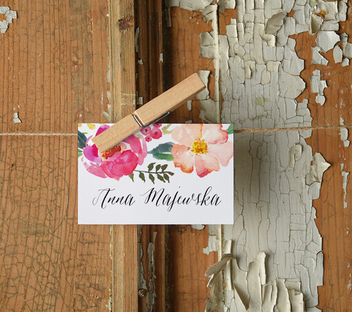  Boho/etno/pióra winietki ślubne wizytówki dla gości weselnych