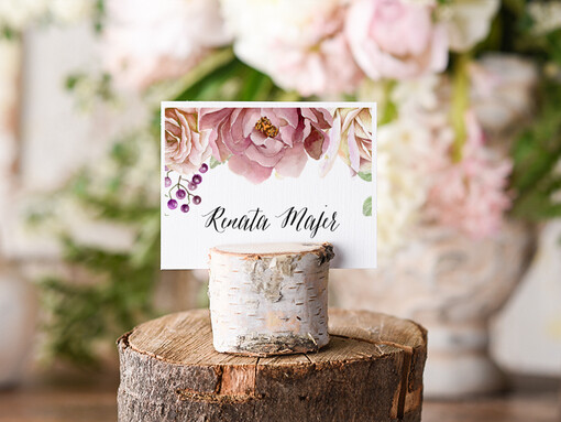  Boho/etno/pióra winietki ślubne wizytówki na stół weselny