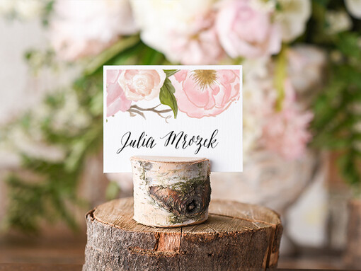  Boho/etno/pióra ozdobne winietki na ślub wizytówki dla gości weselnych