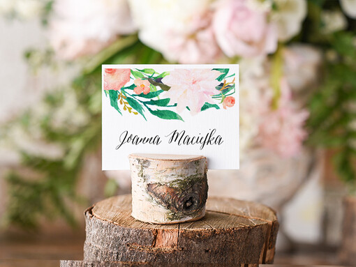  Boho/etno/pióra winietki ślubne wizytówki dla gości weselnych