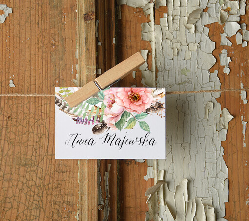  Boho/etno/pióra usadzenie gości na weselu winietki