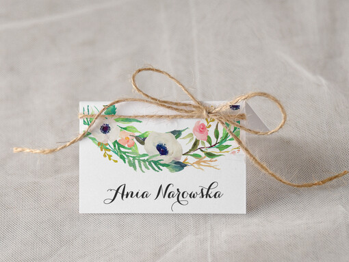  Boho/etno/pióra eleganckie winietki na stół weselny wizytówki ślubne