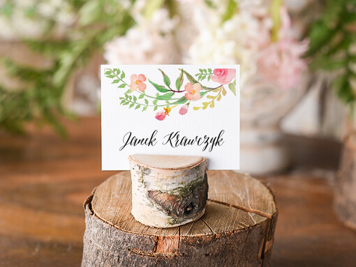  Boho/etno/pióra winietki ślubne wizytówki na stół weselny