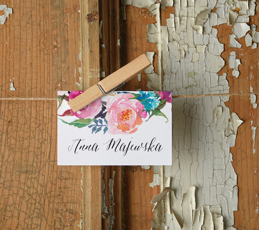  Boho/etno/pióra ozdobne winietki na ślub wizytówki dla gości weselnych