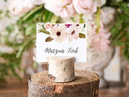  Boho/etno/pióra winietki ślubne wizytówki dla gości weselnych