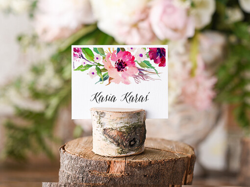  Boho/etno/pióra ślubne wizytówki winietki na stół weselny