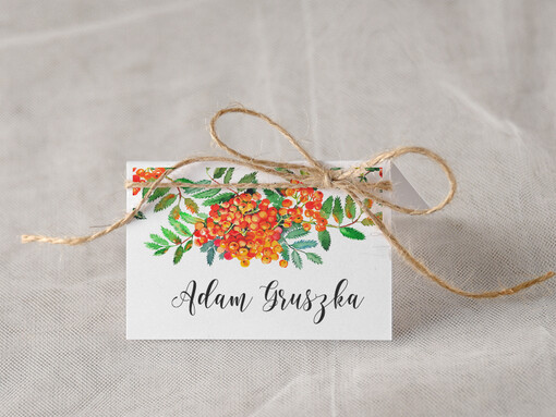  Boho/etno/pióra ślubne wizytówki winietki na stół weselny