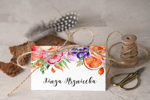  Boho/etno/pióra ślubne wizytówki winietki na stół weselny