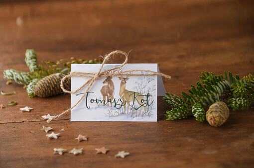  Boho/etno/pióra eleganckie winietki na stół weselny wizytówki ślubne