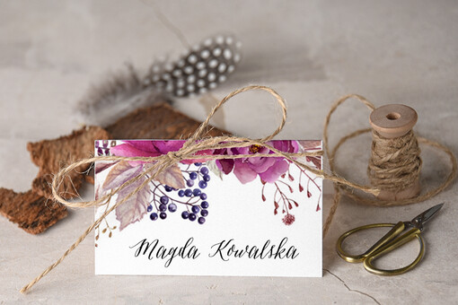  Boho/etno/pióra karteczki ślubne winietki weselne