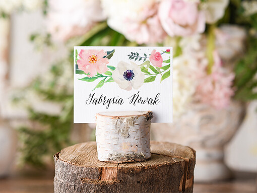  Boho/etno/pióra karteczki ślubne winietki weselne