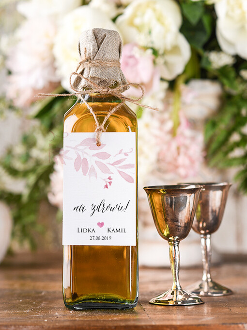  boho/etno/pióra zawieszka etykieta na alkohole weselne, boho dowolne tresci