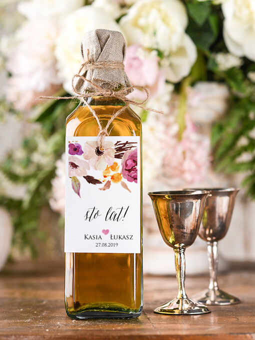  boho/etno/pióra zawieszka etykieta na alkohole weselne, boho dowolne tresci