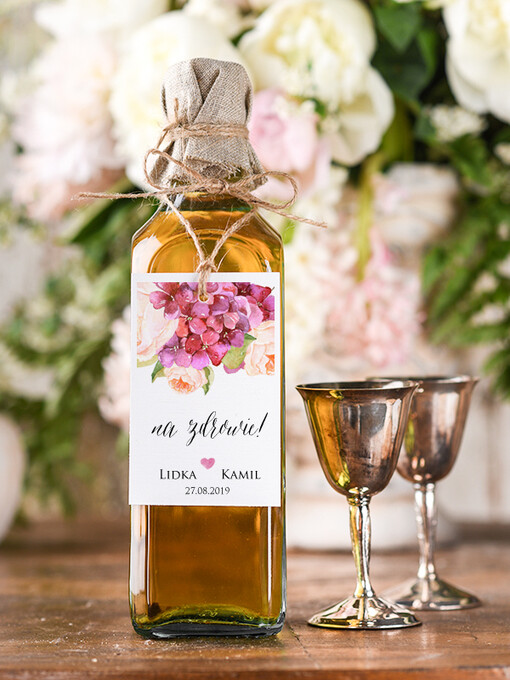  boho/etno/pióra ślubne zawieszki na alkohol, boho wasz tekst