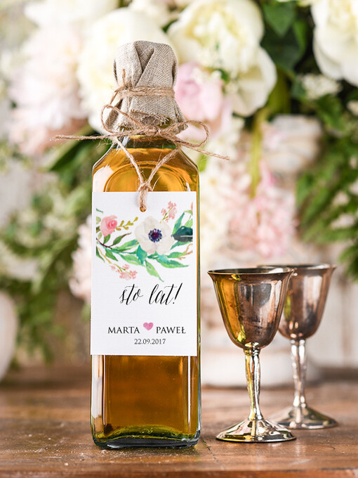  boho/etno/pióra zawieszki ślubne na butelki, boho wasza tresc