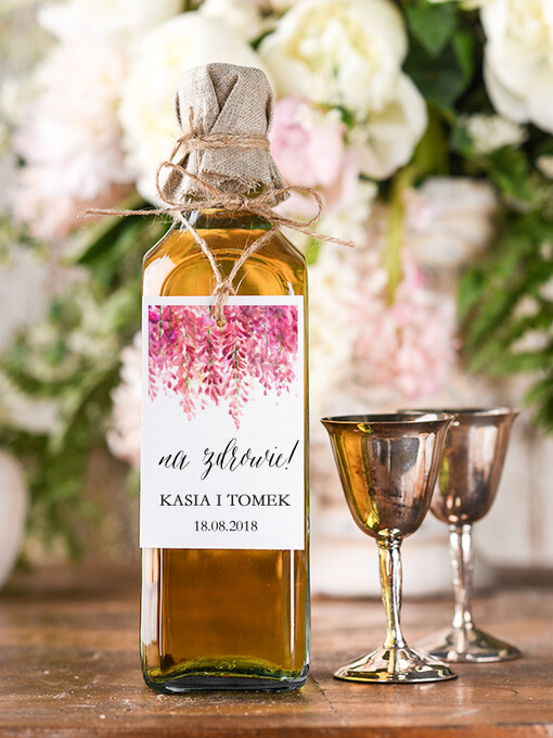  boho/etno/pióra etykieta na wódkę zawieszka na alkohol weselny, boho wasza tresc