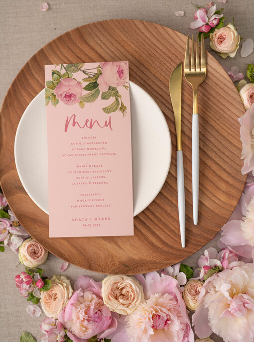  boho menu weselne na stoły plan podawania posiłków, w stylu boho wasza treść