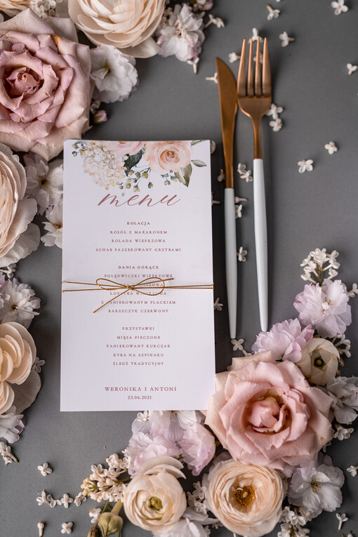  boho weselne menu karta dań weselnych, boho wasze imiona i treść