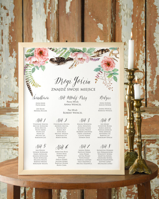  Plakaty Boho tablica z planem stołów na wesele plan stołów weselnych, plakaty boho kwiaty eteryczne