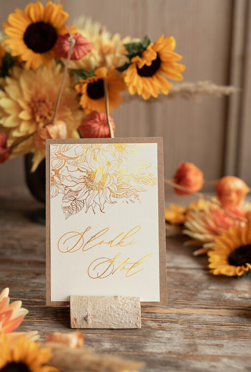  Rustykalne numery na stół gości weselnych w stylu rustykalnym  złote litery 