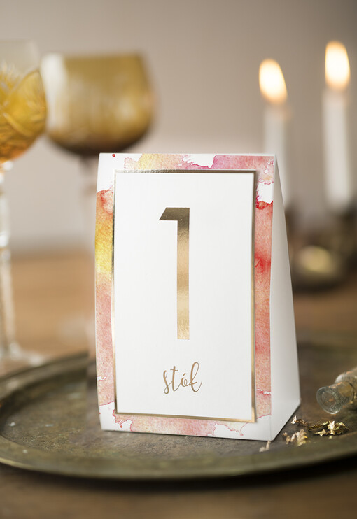  Glamour tabliczka z numerem stołu weselnego, zlocone klasyczna elegancja